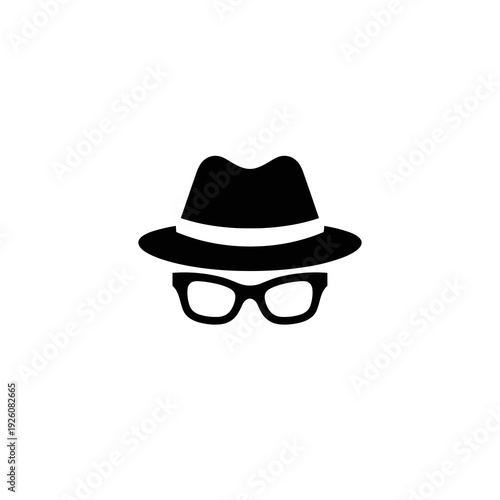 Minimalist Secret Agent Icon with Hat and Eyewear
