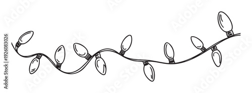 Hand drawn string of festive holiday lights perfect for decorating seasonal greeting cards, cheerful winter event flyers, or celebratory party invitations.