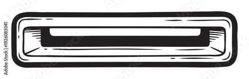 Stylized black and white graphic depicting a rectangular recessed slot with rounded corners, perfect for versatile interface elements or adaptable project layouts.