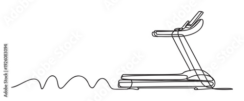 Minimalist single line sketch of a running machine, perfect for dynamic sportswear marketing campaigns and active lifestyle blog graphics