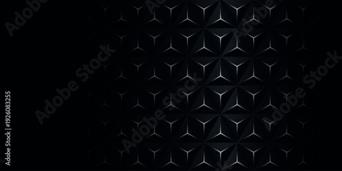 Dark abstract background with geometric patterns and elegant shiny metallic line decoration. Premium and luxurious modern technology concept. Vector illustration.