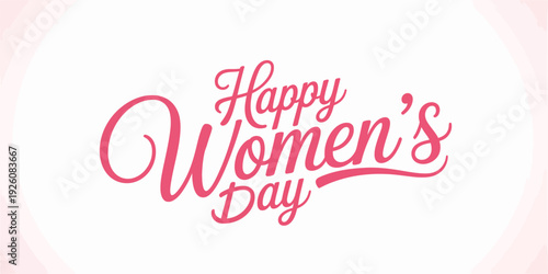 Pink cursive Happy Womens Day text on light pink background