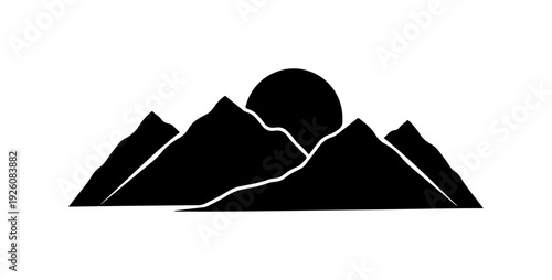 Stunning mountain landscape with sunrise over peaks