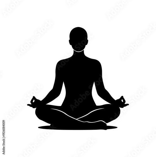 Serene person meditating in lotus position with peaceful energy