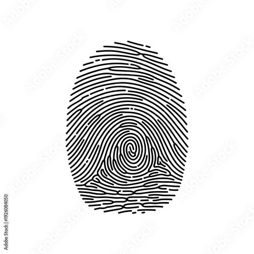 High Detail Black Fingerprint Pattern for Identity Verification