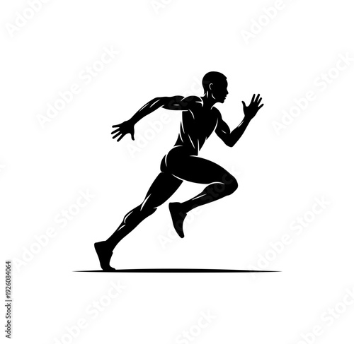 Dynamic runner in motion with energetic stride and focused expression