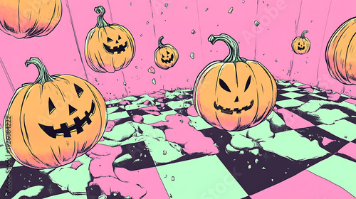 Adorable Halloween-themed background design, ideal for creating playful and festive backdrops or wallpapers.