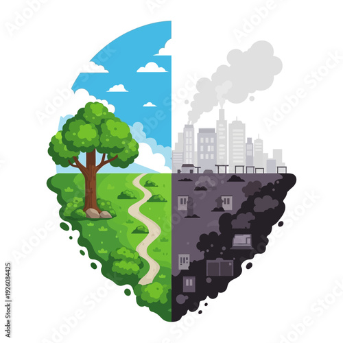 Nature vs Industry: Clean Environment vs Pollution Contrast
