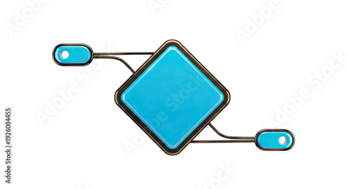 Abstract Blue Diamond Shape Connected to Oval Elements