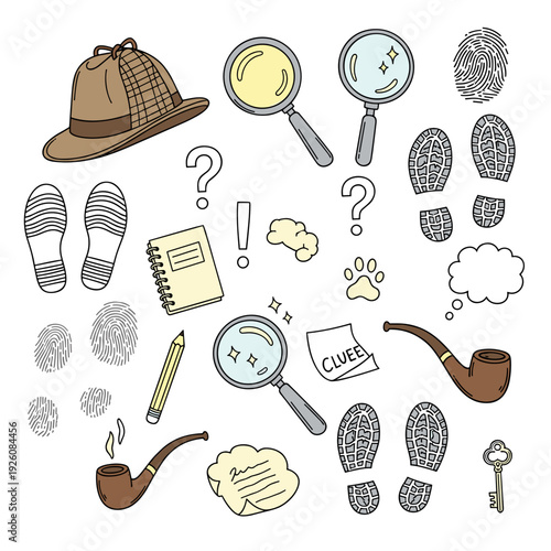 Collection of Mystery and Detective Symbols for Game Design