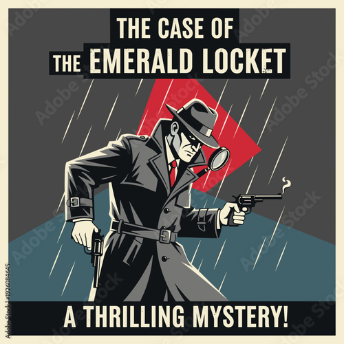 Dramatic Thriller Story Illustration of an Investigator in Rain