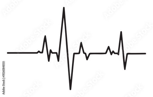Dynamic black heartbeat line illustration representing medical health, vital life signs, and healthcare monitoring concepts, ideal for wellness industry promotions, health education