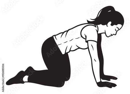Female athlete performing bodyweight exercise in a tabletop position, ideal for fitness tutorials, health awareness campaigns, or gym advertisements