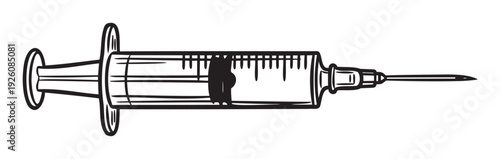 Essential medical syringe instrument for precise liquid dosage and safe administration of vaccines or medication, ideal for healthcare presentations and pharmaceutical industry marketing