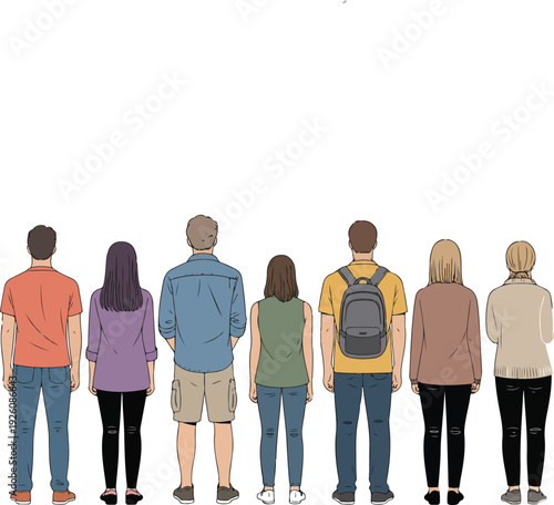 Modern Casual People Back View  Urban Lifestyle Vector Set