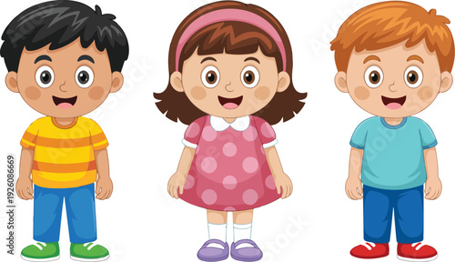 Happy School Children Group  Education and Learning Vector Set