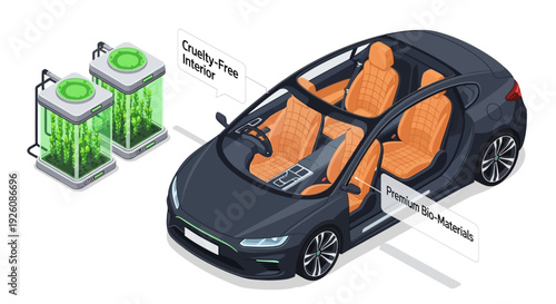 Sustainable Car Interior Concept with Premium Bio-Materials and Cruelty-Free Design, Sourced from Advanced Bioreactors for Eco-Friendly Automotive Manufacturing
