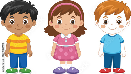 Happy School Children Group  Education and Learning Vector Set