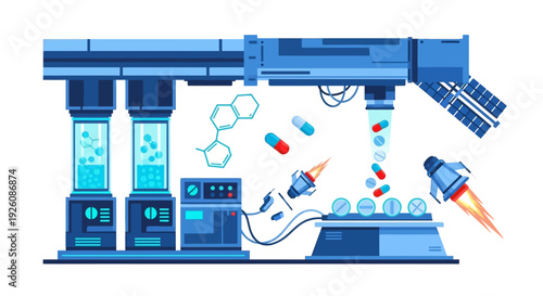 Futuristic Pharmaceutical Research and Automated Drug Manufacturing Process with Advanced Technology and Robotics