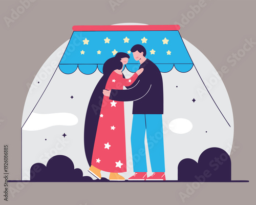 Couple Dancing Under Starry Canopy.