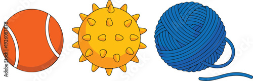 Cartoon Sports and Yarn Ball Vector Set  Colorful Isolated Icons