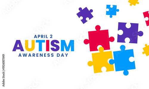 World Autism Awareness Day, April 2. Autism awareness background with colorful puzzle pieces. Vector illustration