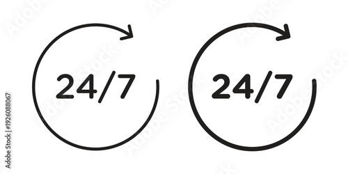 24 7 icon vector logo design element. Vector emblem template.