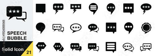 Solid Review Speech Bubble Icons