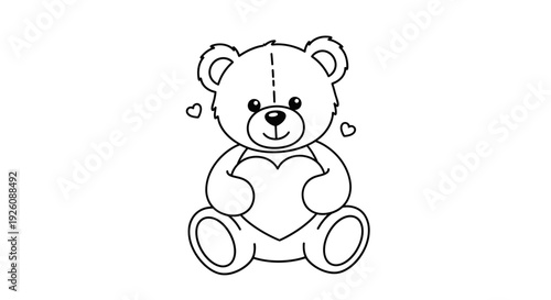 Cute teddy bear holding heart with love and affection