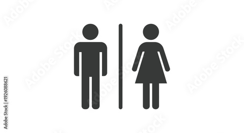 Vector graphic illustration of universal male and female gender symbols for toilet and restroom signage design