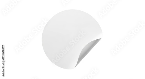 Blank white circular sticker with peeling corner