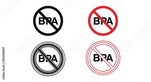 Essential vector graphic design elements featuring no BPA and BPA-free symbols for product packaging and safety.