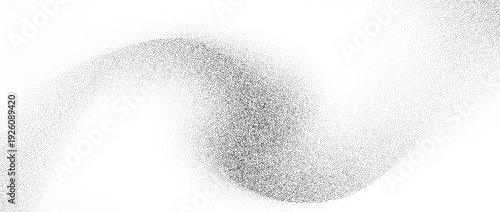 Grainy fading wavy sand texture. Subtle dotted gradient waved background. Gritty backdrop with specks, particles and granules. Grunge grain noise speckle wallpaper for banner, poster, brochure. Vector