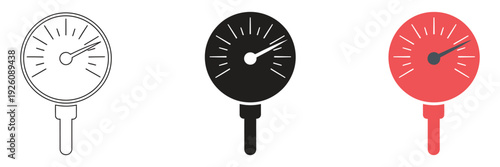 Oil Manometer Icon, Editable Vector Graphics Featuring Pressure Measurement, Control and Monitoring Instrument