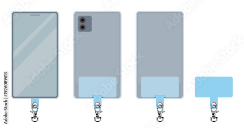 スマートフォンの背面と前面のセット ストラップホルダー付き