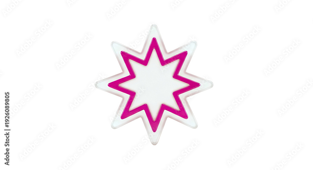 Fototapeta premium Eight-Pointed Star with Pink Outline