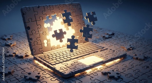 3D Rendered Portable Computer Sculpture Modern Tech Art