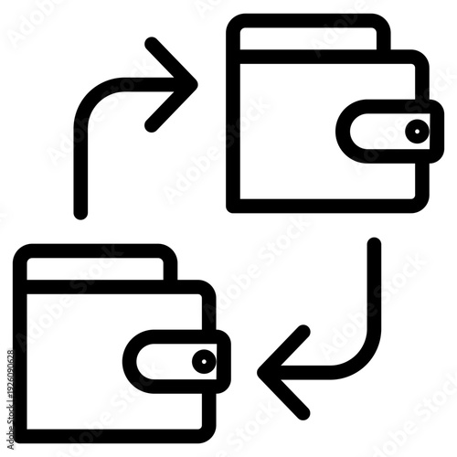 Wallet icon. money transfer or fund exchange icon.