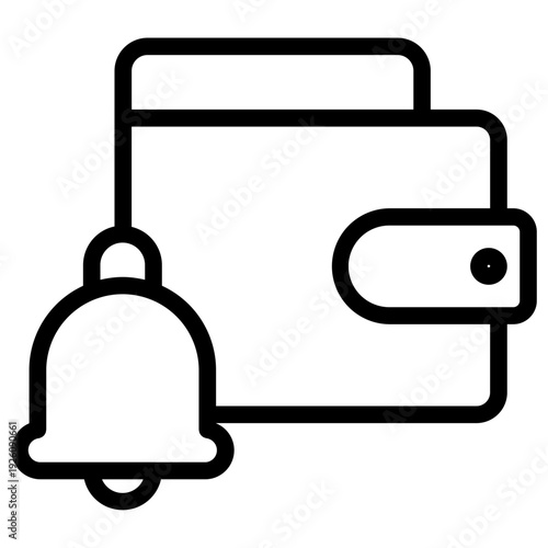 Wallet icon. wallet and bell shaped icon.