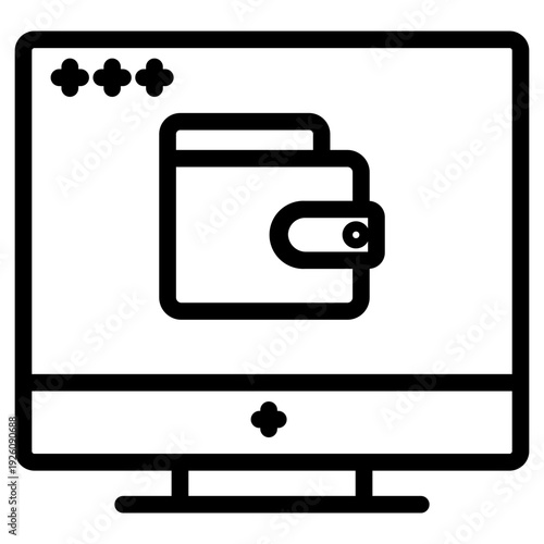 Wallet icon. online payment or digital wallet icon on the computer screen.