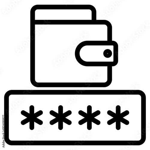 Wallet icon. an icon that represents the concept of financial security or password protection for digital wallets.