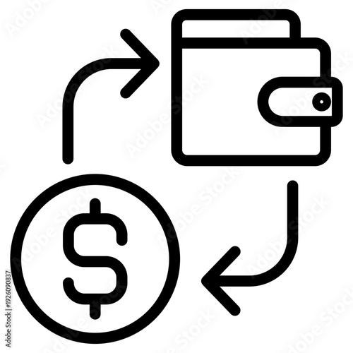Wallet icon. wallet with dollar coins.