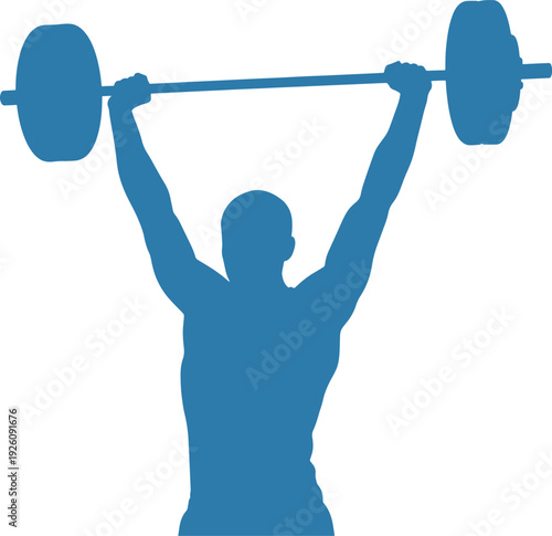 Silhouette of Weightlifter Lifting Barbell Overhead