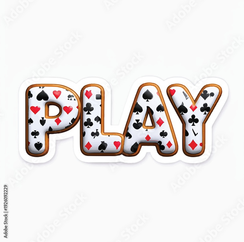 Bold 3d rendered word play features card game suit patterns on puffy letters against white