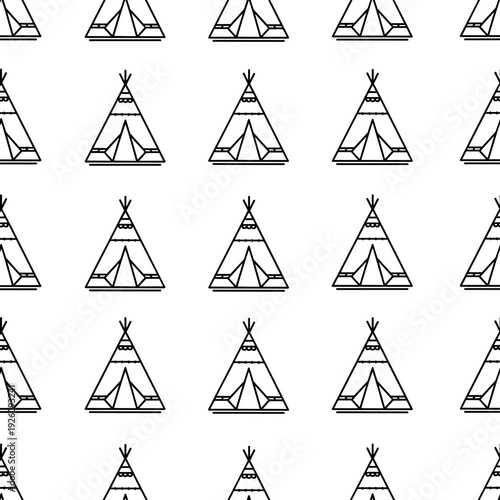 Simple Black and White Teepee Grid Pattern