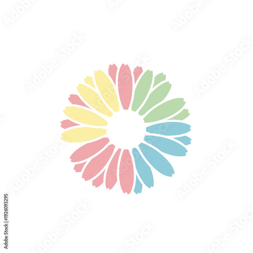 Abstract Minimalist Colorful Daisy Flower Head Vector Illustration