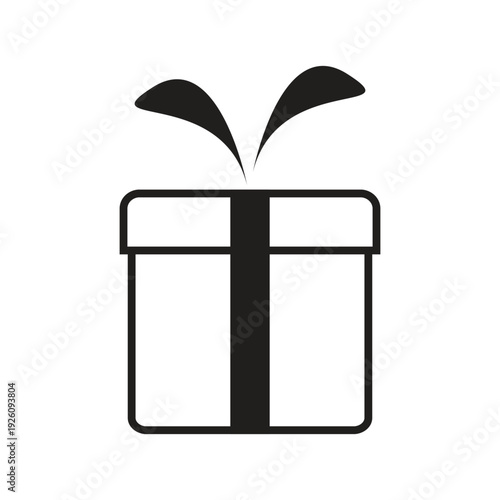 Monochrome gift box with ribbon suitable for holiday, celebration, or special occasion designs needing a simple, elegant touch. Perfect for festive content creation.
