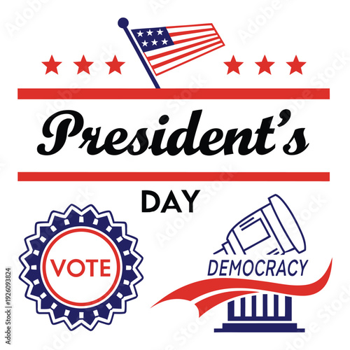 Democracy and Vote Icon Set for Presidential Election Branding