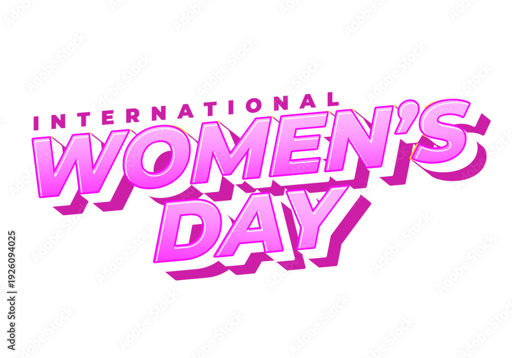 Fototapeta premium Bold pink 3d text reading International Womens Day on white background