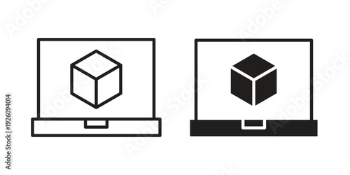Computer simulation icon vector logo design element. Vector emblem template.